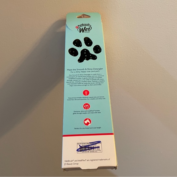 NEW Limited Edition Pet Brush Wet Brush Smooth & Shine Detangler Seafoam Paw - Picture 3 of 3